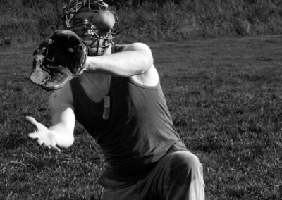 A baseball catcher in US Army